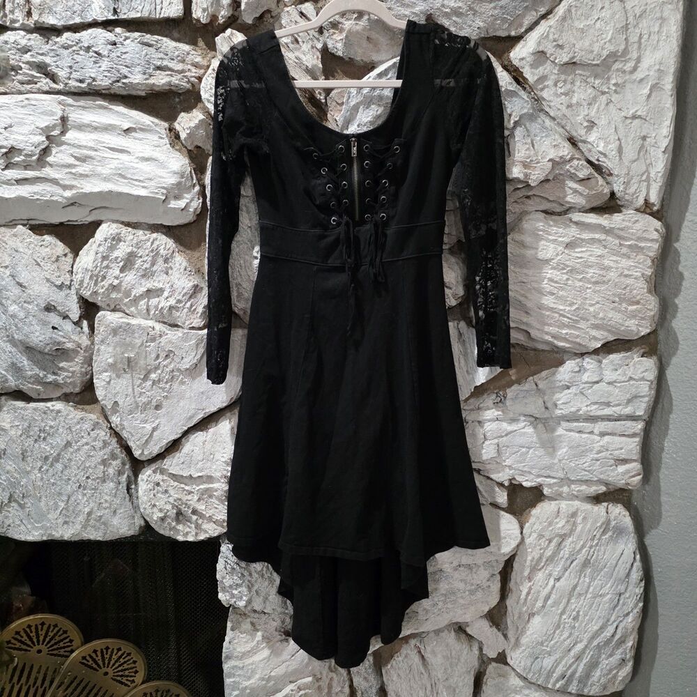 TRIPP NYC DAANG GOODMAN Fairy Corset Dress Black Lace Hi-Low Hem Gothic Goth S